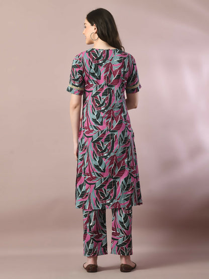 Myshka Women's Multi Printed Cotton Straight Party Kurta Set - Distacart