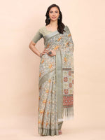 Thumbnail for Astita Linen Cotton White Saree