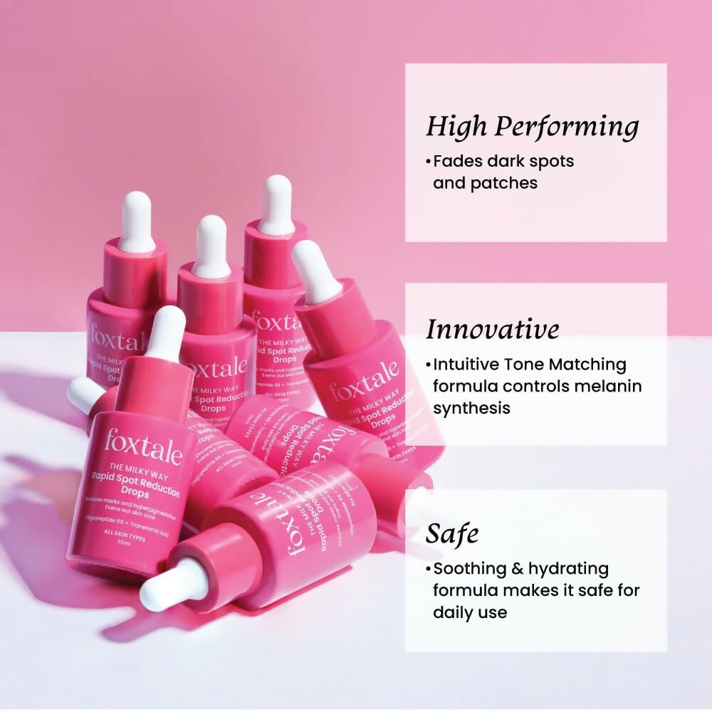 Foxtale Milky Way Rapid Spot Reduction Drops with 3% Tranexamic Acid Serum & Niacinamide - Reduces Marks and Hyperpigmentation, Evens Out Skin Tone - Distacart