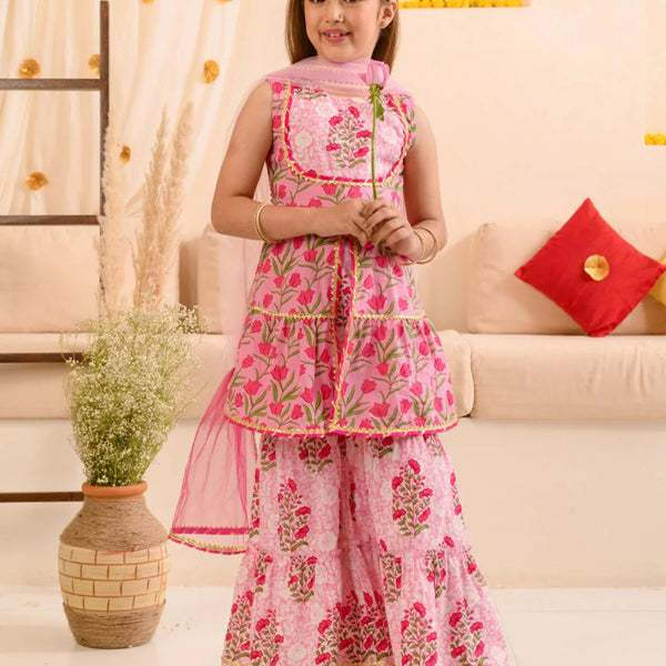 Joban Fashion Girl's Pink Color Sharara Set - Distacart