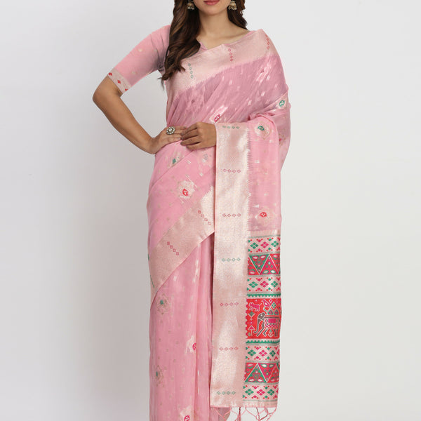 Astita Linen Cotton Light Pink Saree