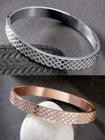 Thumbnail for NVR Men's Set of 2 Rhodium-Plated Stainless Steel Kada Bracelet - Distacart