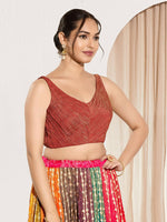 Thumbnail for Joban Fashion Rust Tissue Padded Blouse With Sweetheart Neck Sleeveless - Distacart
