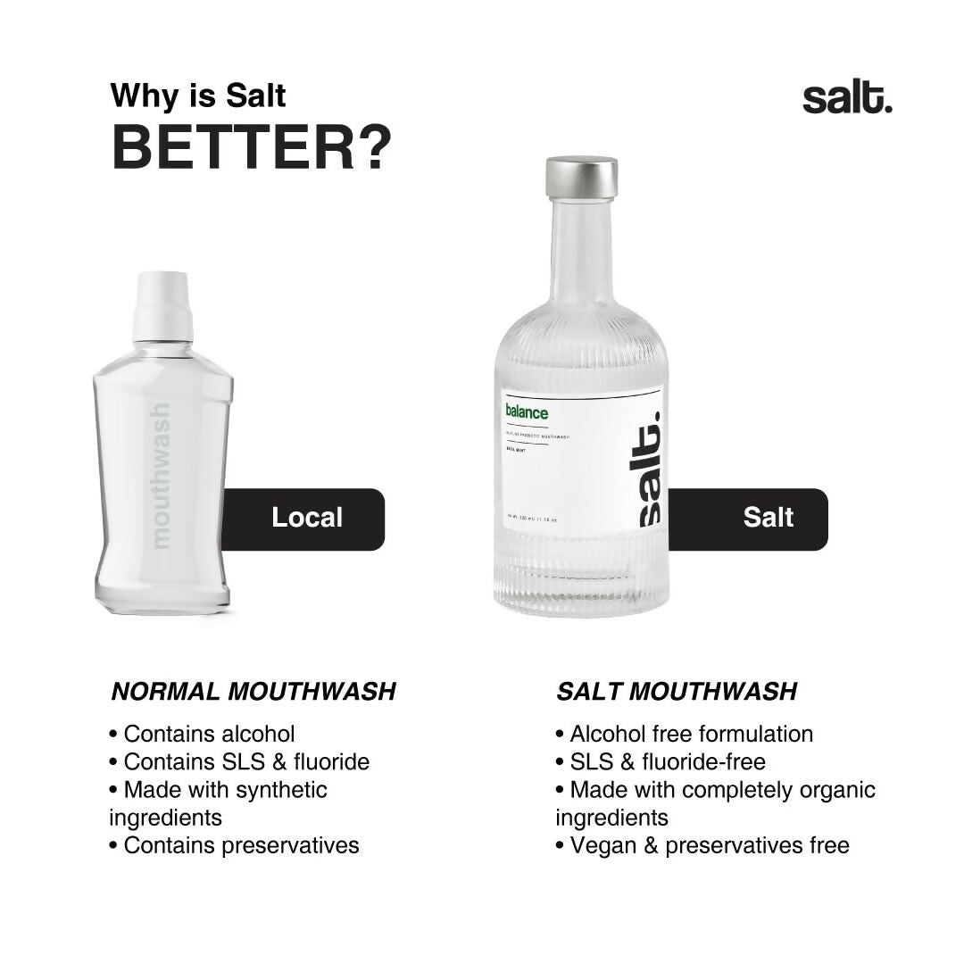 Salt. Oral Care Balance Mouthwash Natural Alkaline Probiotic Mouthwash with Basil Mint - Distacart