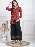 Thumbnail for TAG 7 Women Floral Hem Design Flared Ethnic Palazzos - Distacart