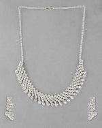 Thumbnail for VOJ Silver Plated AD Stone Studded Necklace With Earrings Jewellery Set - Distacart