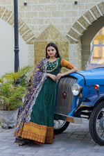 Thumbnail for Aastha Fashion Women's Bottle Green Silk Jacquard Woven with Embroidery Anarkali Dress with Dupatta - Distacart