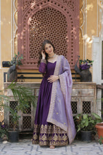 Thumbnail for Joban Fashion Purple Georgette Sequence Embroidery Work Kurta Set