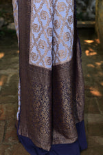 Thumbnail for Joban Fashion Pastel Blue Crepe Chiffon Pure Handloom Banarasi Silk Saree