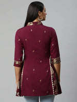 Thumbnail for Ahalyaa Women Wine Crepe Printed Tunic - Distacart