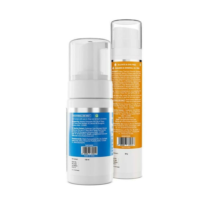 The Derma Co1% Hyaluronic Sunscreen Aqua Gel + 3% AHA+BHA Foaming Daily Face Wash - Distacart