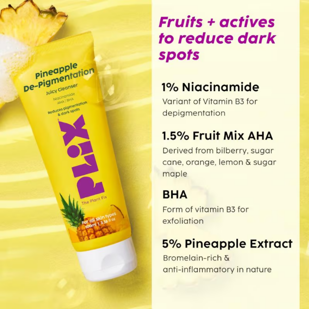 PLIX The Plant Fix Pineapple Depigmentation Regime With Fruity Toner & Cleanser - Distacart