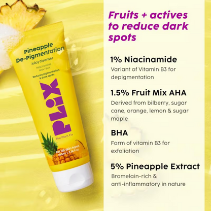 PLIX The Plant Fix Pineapple Depigmentation Regime With Fruity Toner & Cleanser - Distacart