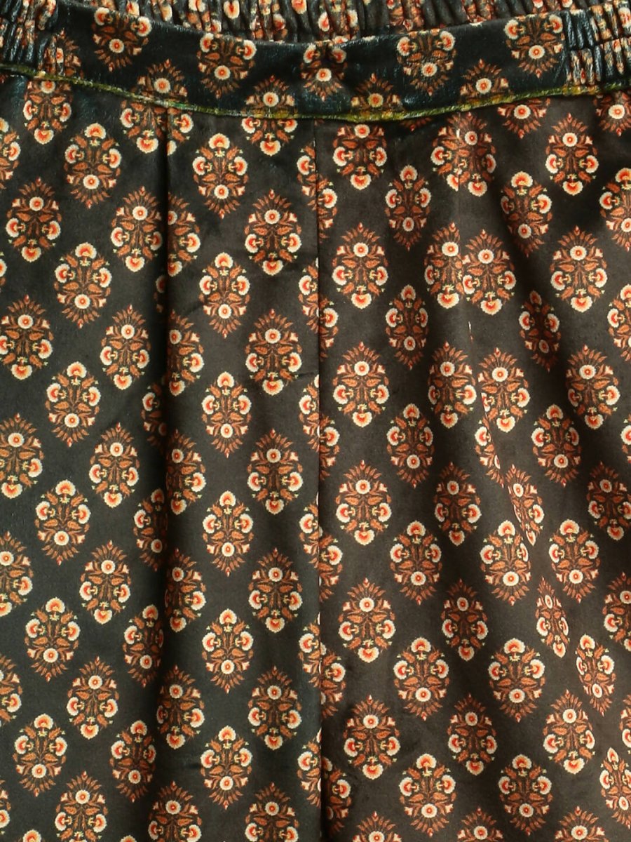 Ahalyaa Mustard Color Digital Print Velvet kids Kurta Palazzo Set For Girls - Distacart