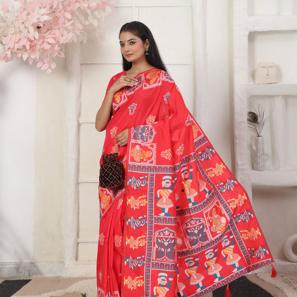 Astita Silk Blend Red Saree