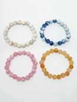 Thumbnail for NVR Men & Women Set of 4 Artificial Beads-Beaded Evil Eye Elasticated Bracelet - Distacart