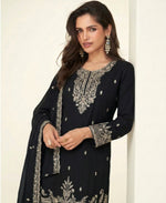 Thumbnail for KC Black Georgette Heavy Embroidered Fancy Suit For Women - Dista
