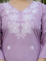 Thumbnail for The52 Lavender Women's Beautiful Thread work Rayon Fabric with Straight Kurta, Pant and Dupatta Set - Distacart