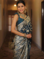 Thumbnail for Anouk Floral Zari Kanjeevaram Saree