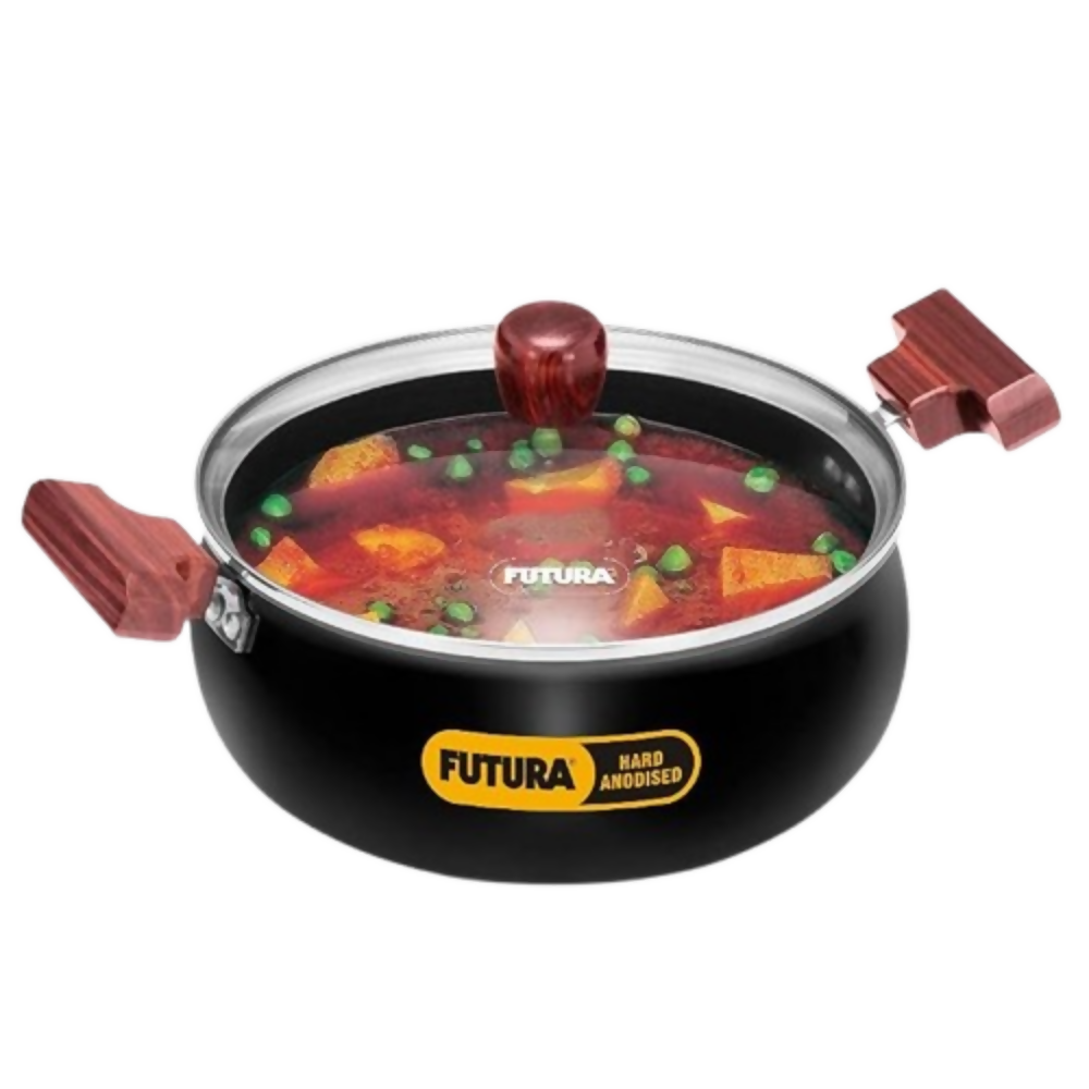 Hawkins Futura Cook N Serve Handi, Hard Anodised Biryani Handi with Glass Lid Non-Stick Saucepan - Dista