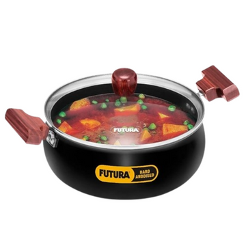 Hawkins Futura Cook N Serve Handi, Hard Anodised Biryani Handi with Glass Lid Non-Stick Saucepan - Dista
