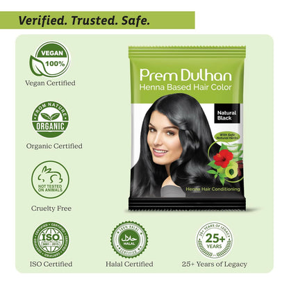Prem Dulhan Natural Black Henna Based Hair Color - Distacart