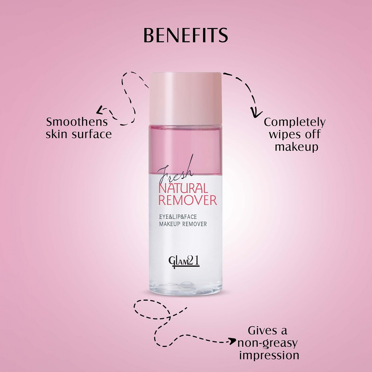 Glam21 Makeup Remover For Water-Proof & Long Lasting Makeup - Pink - Distacart