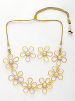 Thumbnail for NVR Women's Gold Floral Shape Beaded Handcrafted Jewellery Set - Distacart
