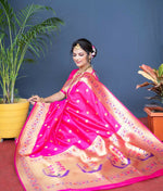 Thumbnail for Jyoti Fashion Women's Pink Paithani Silk Zari Woven Saree with Blouse - Distacart