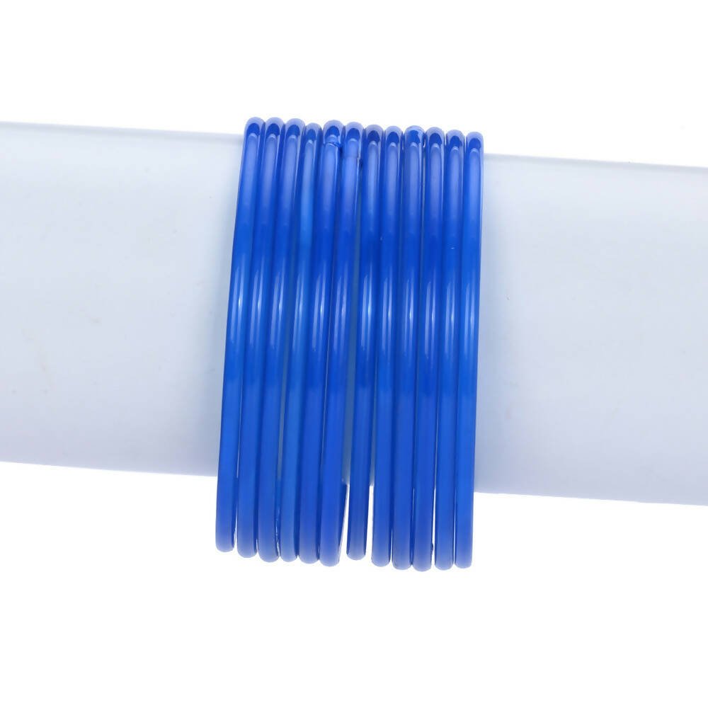 Afast Shining Blue Glass Party, Wedding, Daily Use Bangle Set, Pack Of 12 - Distacart