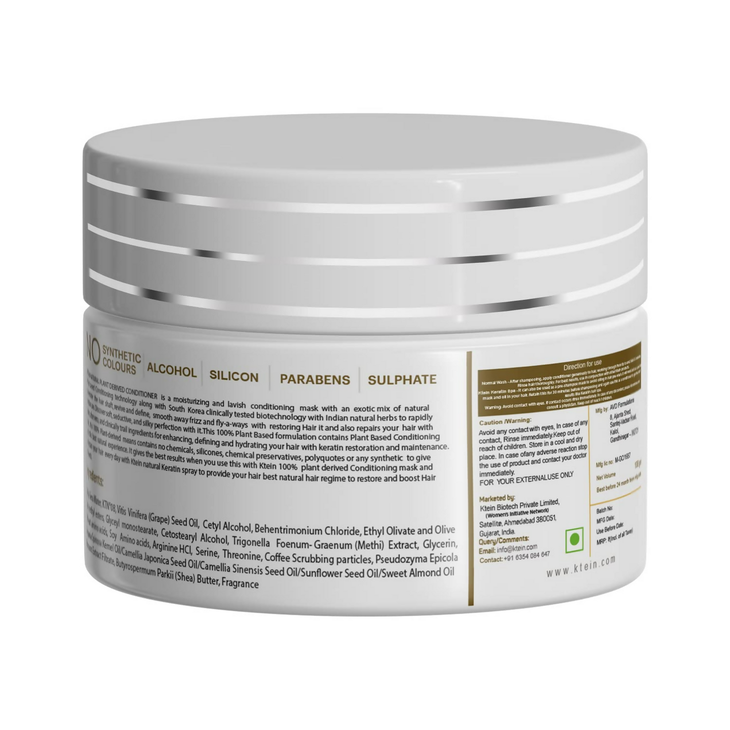 Ktein Natural Chemical Free Plant Derived Conditioning Hair Masks - Distacart