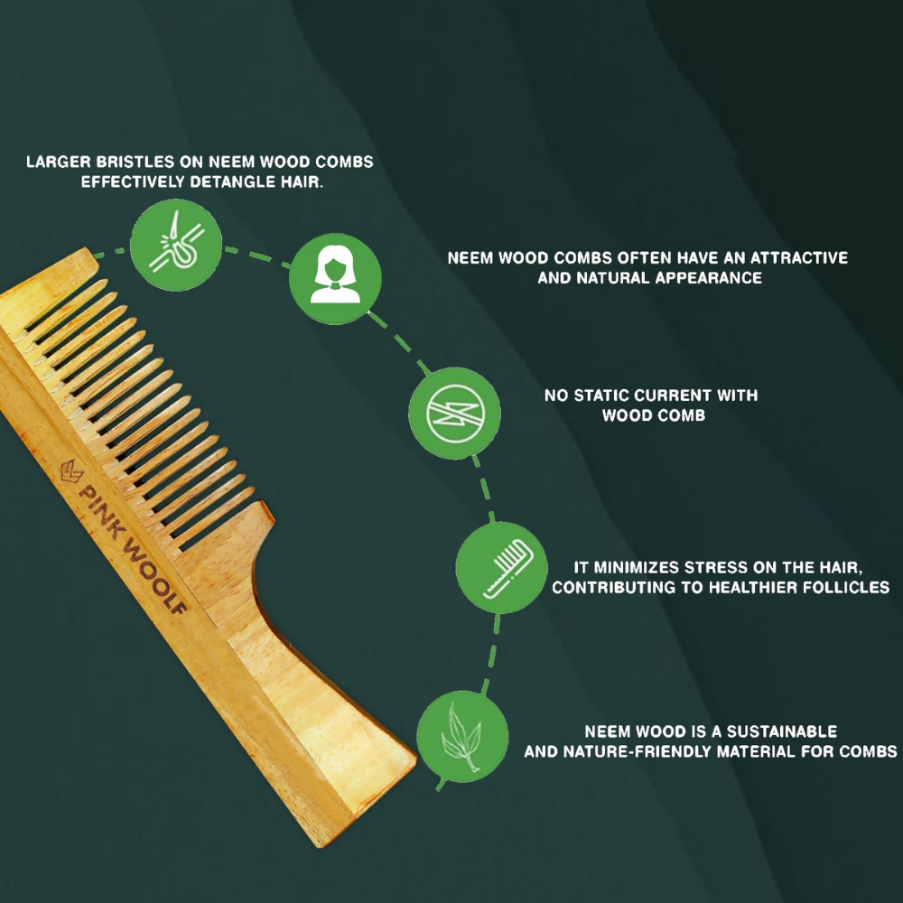 Pink Woolf Neem Wood Comb - Dista