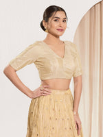 Thumbnail for Joban Fashion Gold Sequins Padded Blouse With V Neck Elbow Sleeves - Distacart