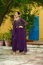 Thumbnail for Joban Fashion Purple Readymade Kurta Set With Sequence embroidery Work