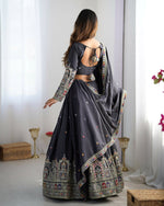 Thumbnail for Joban Fashion Dark Grey Lehenga Crepe silk Coding Dori with Sequence with Rivet Moti