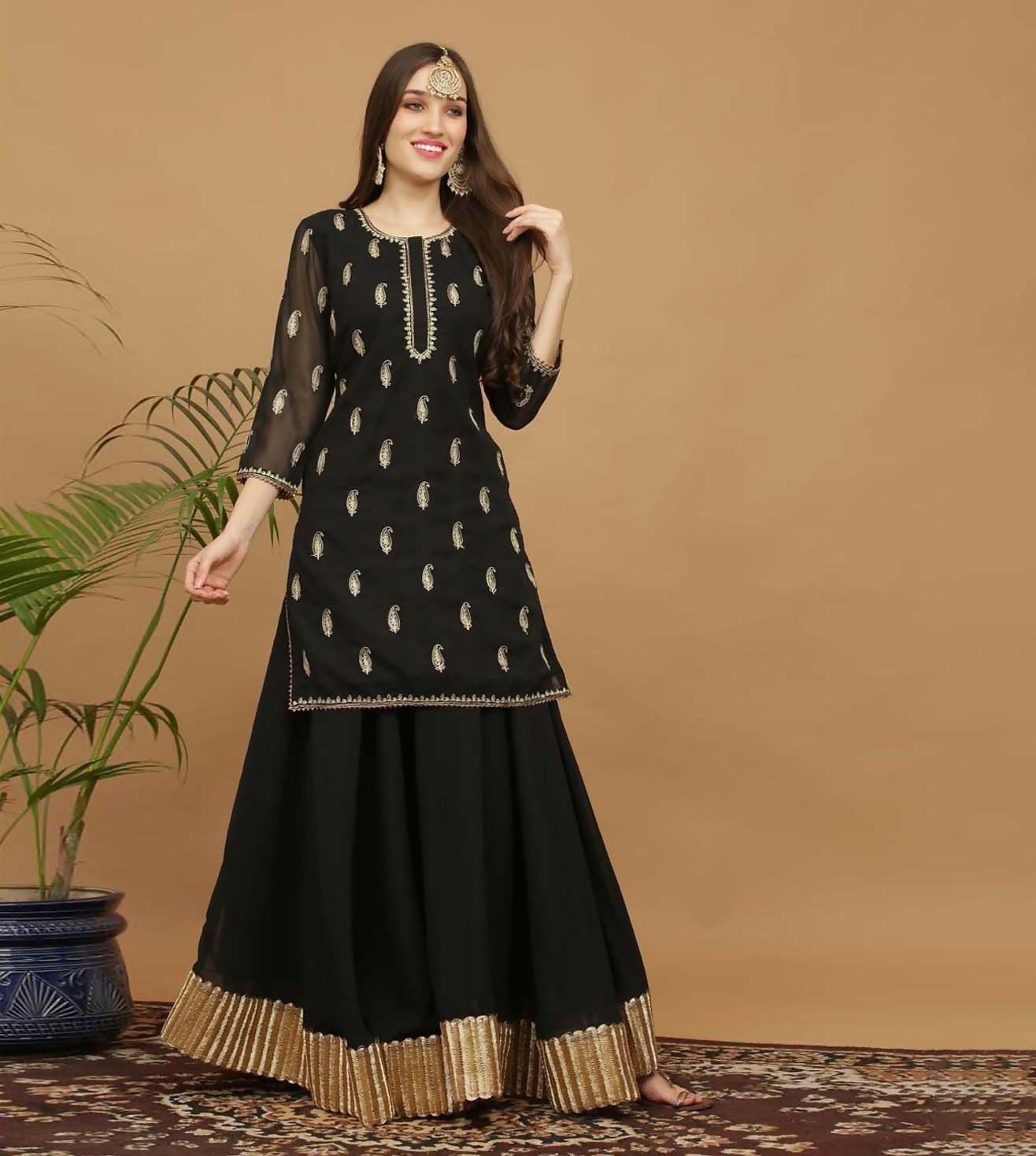 Joban Fashion Black Georgette Lehenga Set - Dista