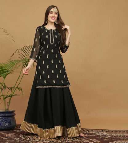 Joban Fashion Black Georgette Lehenga Set - Dista