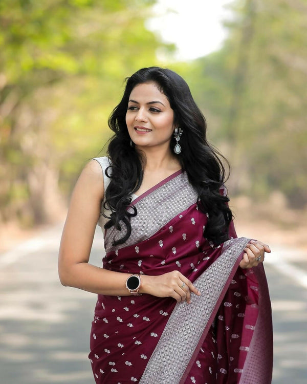 Preksha Creation Banarasi Women Brown Saree With Zari Work - Distacart