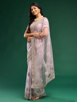 Thumbnail for kasee Floral Embroidered Net Saree - Distacart