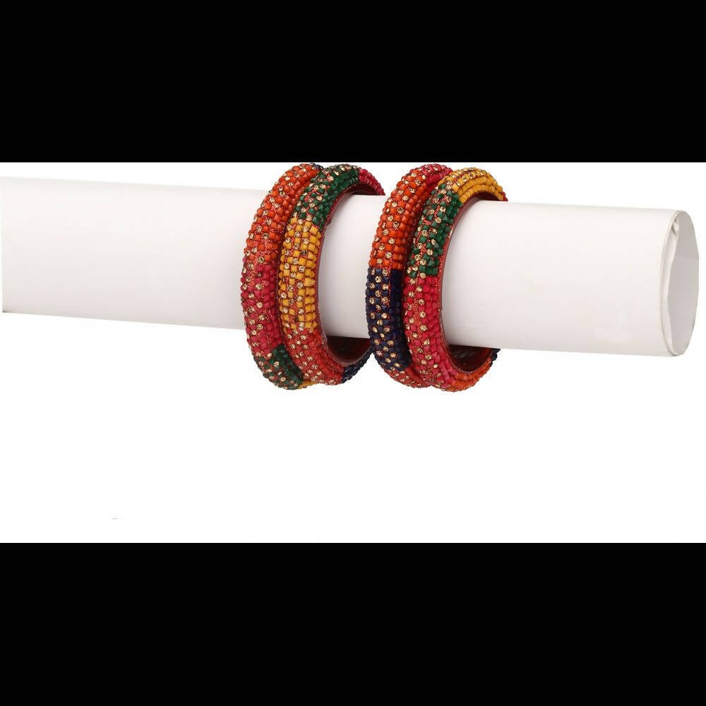 Afast Bridal Wedding & Party Fashionable Colorful Glass Bangle/Kada Set, Pack Of 4 - Distacart