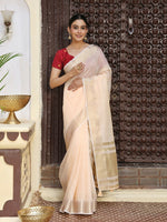 Thumbnail for Astita Peach Cotton Saree
