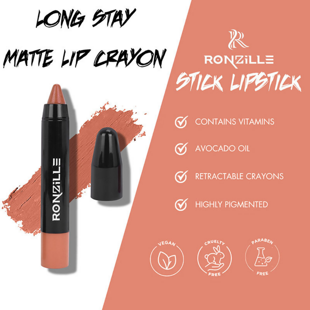 Ronzille Long Stay Matte Lip Crayon - Soft Peach - Dista