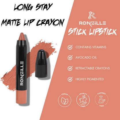 Ronzille Long Stay Matte Lip Crayon - Soft Peach - Dista