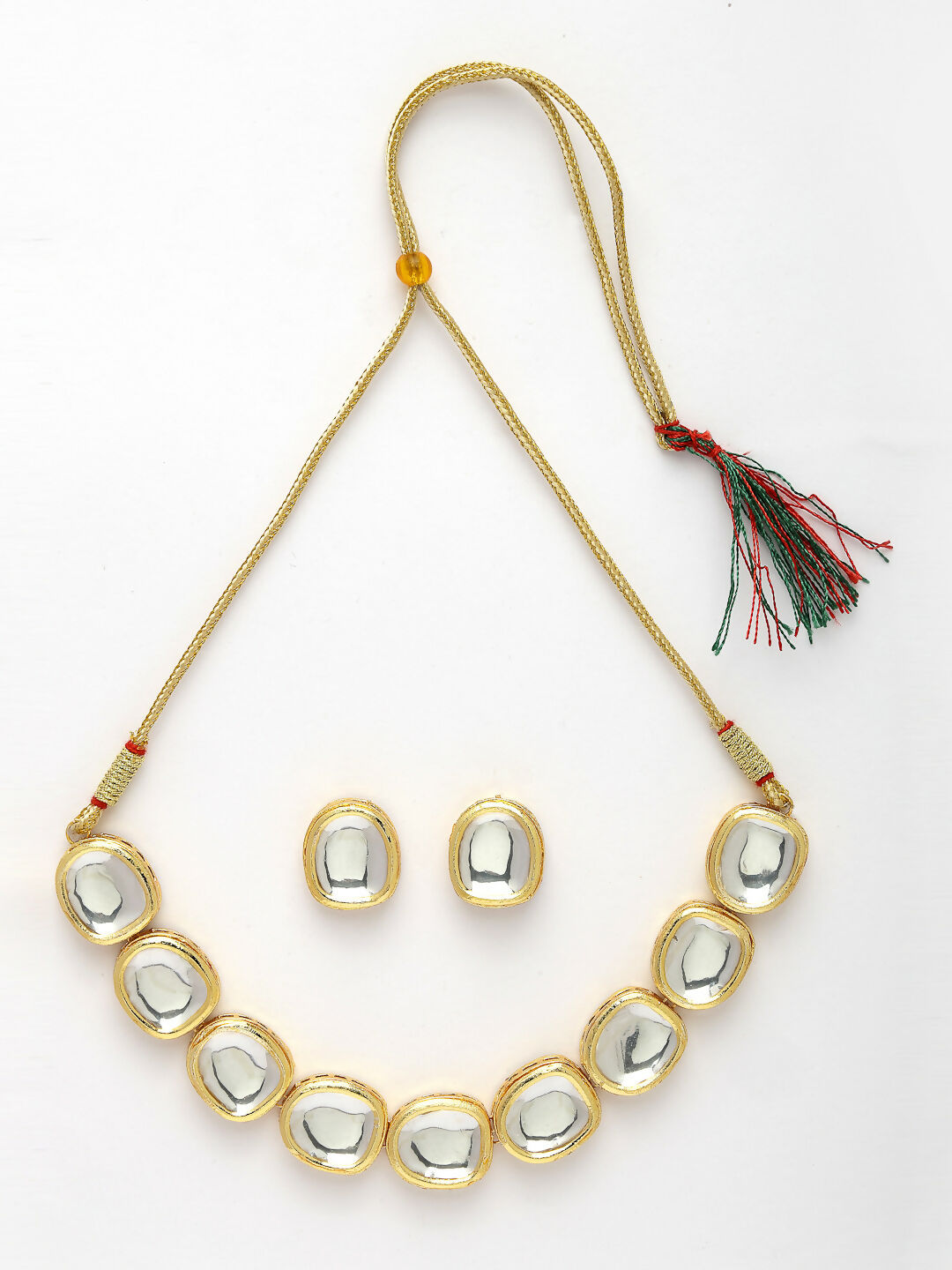 NVR Women's Gold Kundan-Studded Handcrafted Jewellery Set - Distacart