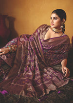 Thumbnail for Joban Fashion Wine Dull Moss Brasso Saree