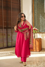 Thumbnail for The52 Rani Women's Beautiful South Cotton Fabric Straight Kurta with Pant And Dupatta Set - Distacart