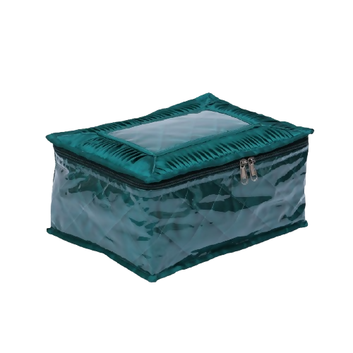 Asmaani Satin 12 Green Pocket Jewellery Organizer