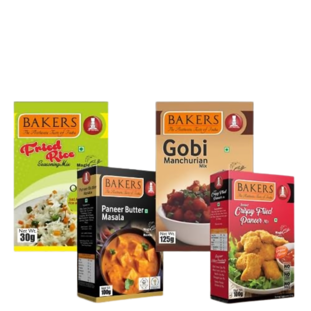 BAKERS Paneer Butter Masala , Gobi Manchurian , Crispy Fried Paneer, Fried Rice Mix - Dista