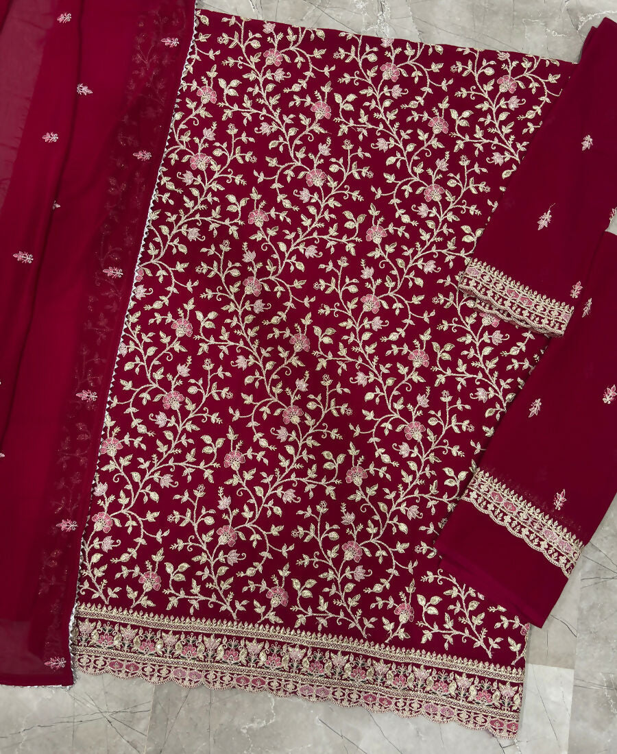 KC Rani Pink Straight Suit For Women Georgette Fabric - Dista