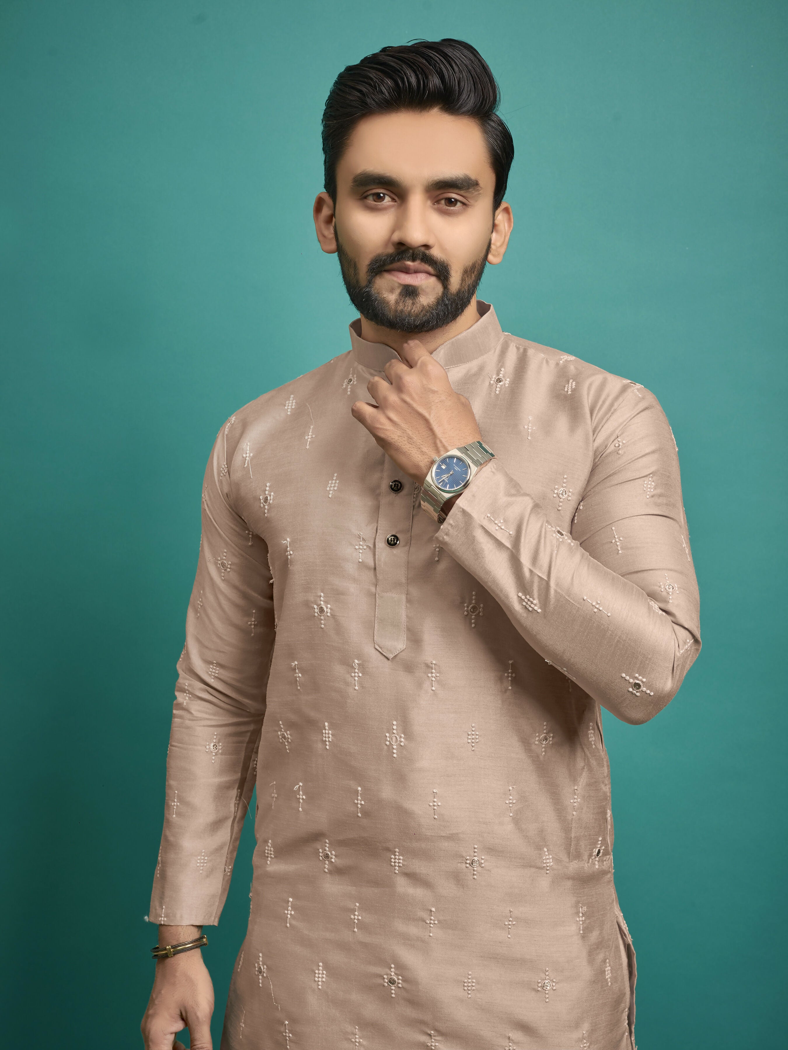 Traditional Golden Wedding Wear Indian Kurta for Men by Infinity Export - Distacart